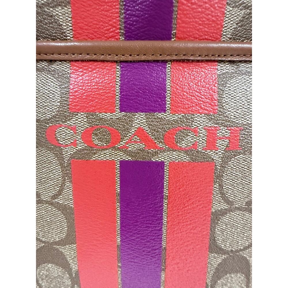 Coach F38402 Signature Varsity Stripe File Crossbody Bag Watermelon Violet - Picture 4 of 12